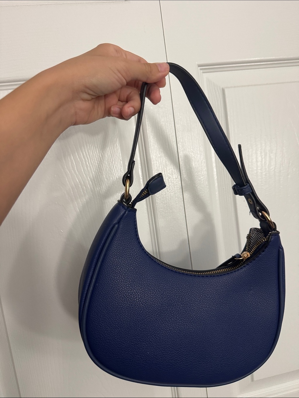 Classic Navy Crescent Shoulder Bag - Women